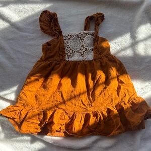 Wonder Nation Orange Kids Dress with Lace Detail